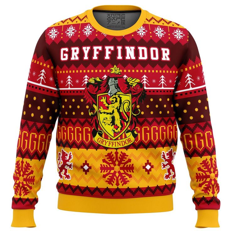 Harry Potter Gryffindor House Ugly Christmas Sweater Perfect And Unique Gifts For Adults Kids On Christmas Harry Potter Sweater, Gryffindor House, Anime Christmas, Fan Anime, Harry Potter Gryffindor, Logo Knit, Christmas Sweater Men, Ugly Sweater Party, Sweater Gift