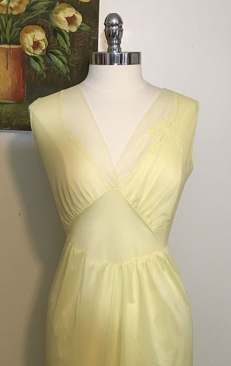 1950s 1960s Vintage Yellow Nylon Nightgown, Vintage Nightgown, Vintage Lingerie  | eBay Sheer Coquette Bedtime Dresses, Sheer Coquette Dress For Wedding Night, Coquette Sheer Dress For Wedding Night, Sheer Sleeveless Coquette Nightgown, Sleeveless Coquette Bedtime Dress, Sheer Sleeveless Nightgown For Party, Sheer Coquette Summer Nightgown, Vintage Sheer Sleepwear For Night, Spring Sheer Coquette Nightgown