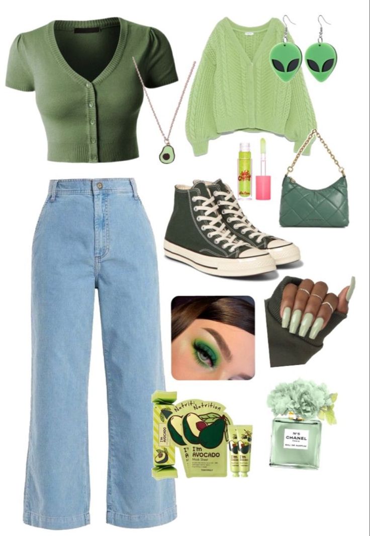 Light Green Converse Outfit, Light Green Outfit Aesthetic, Outfits Verdes, Green Converse Outfit, Princess Tina, Macys Outfits, Real Outfits, Green Academia, Green Outfits