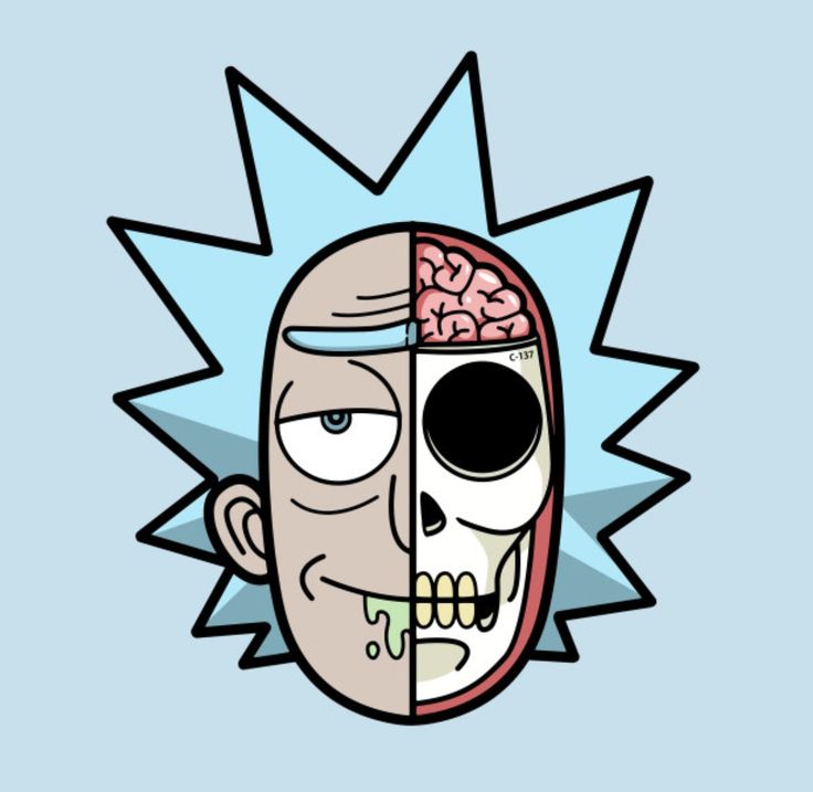 an image of a cartoon character with a brain on it's face and the other half