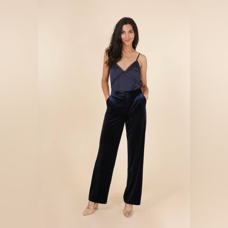 "Complete Your Sophisticated Look With Our Straight Cut Velvet Pants. Featuring Side Pockets And A Front Button Closure, These High Waist Pants Are Perfect. Elevate Your Style And Make A Statement In This Must-Have. Velvet Trousers, High Waist Pants, Velvet Pants, Pants Color, Waist Pants, Everyday Wardrobe, Trouser Jeans, Straight Cut, Velvet Fabric