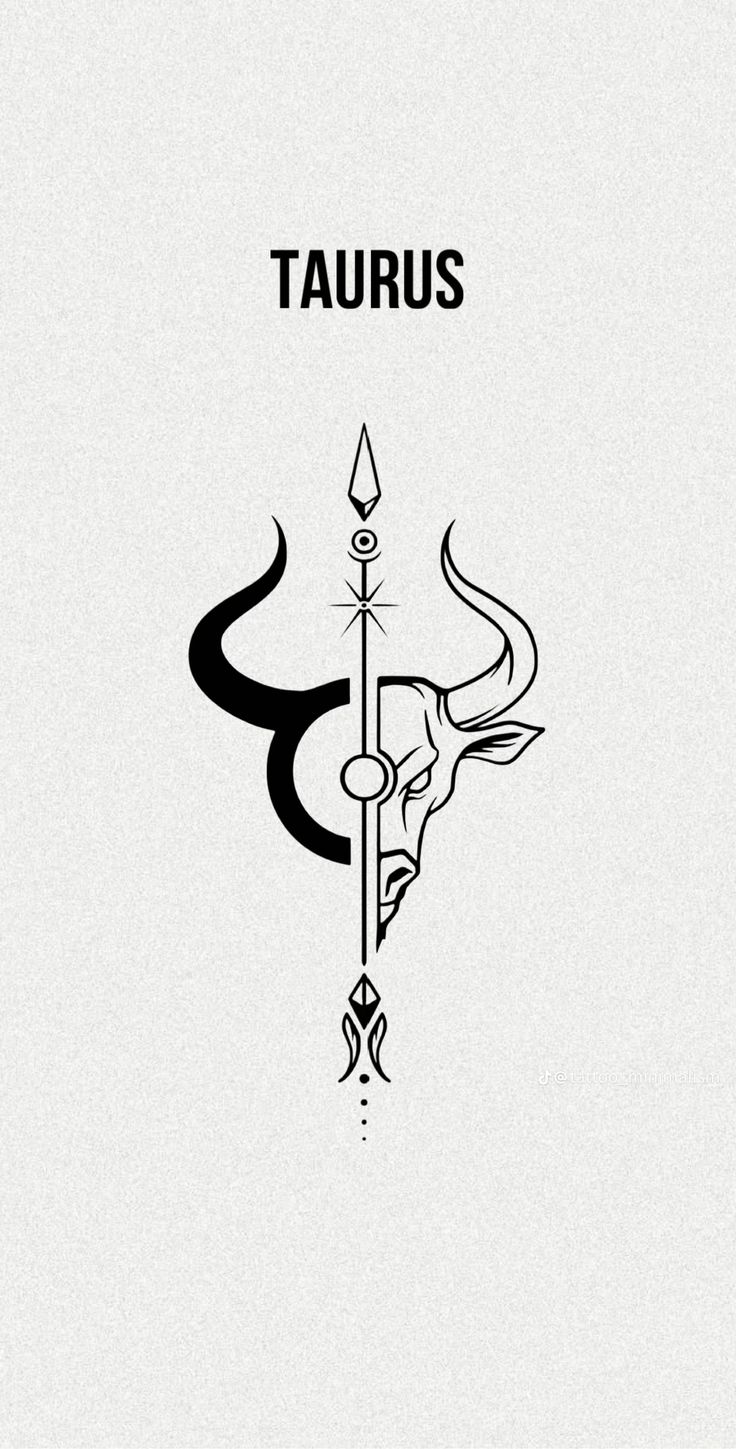 the zodiac sign taurus is depicted in this black and white illustration, with an artistic design