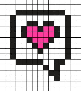 a cross stitch pattern with a pink heart in the shape of a cat's head