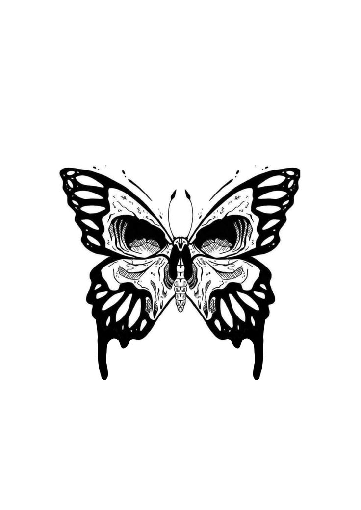 a black and white drawing of a butterfly