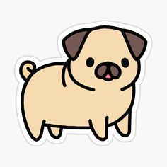 a cartoon pug sticker on a white background