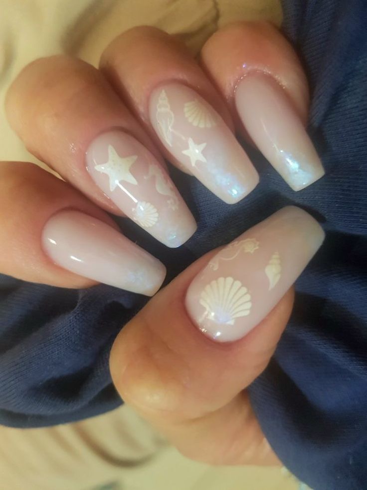 Beach Nails Ideas, Summer Beach Nails, Seashell Nails, Cruise Nails, Beach Nail Designs, Beach Nail, Beachy Nails, Tropical Nails, Simple Gel Nails