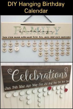 a wooden sign that says happy birthday and an image of a calendar hanging on the wall