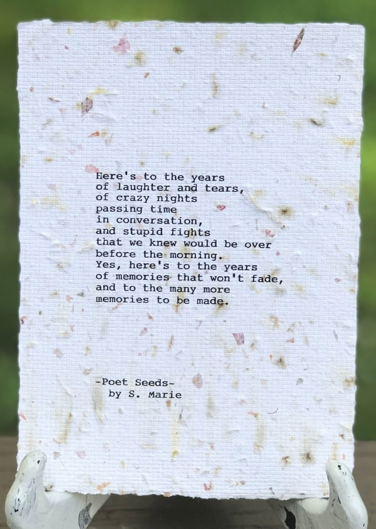 a piece of paper with a poem on it