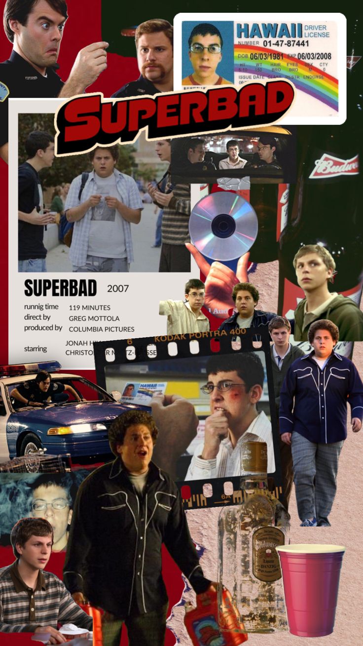 a collage of photos with the words superbad on it