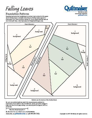 the quiltmaker's pattern for falling leaves, which includes four different colors and sizes