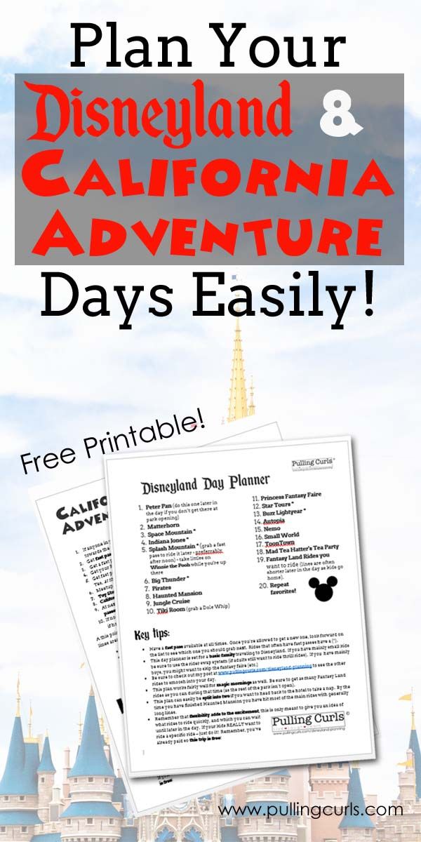 the disneyland california adventure guide with text overlaying it that reads, plan your 8 days