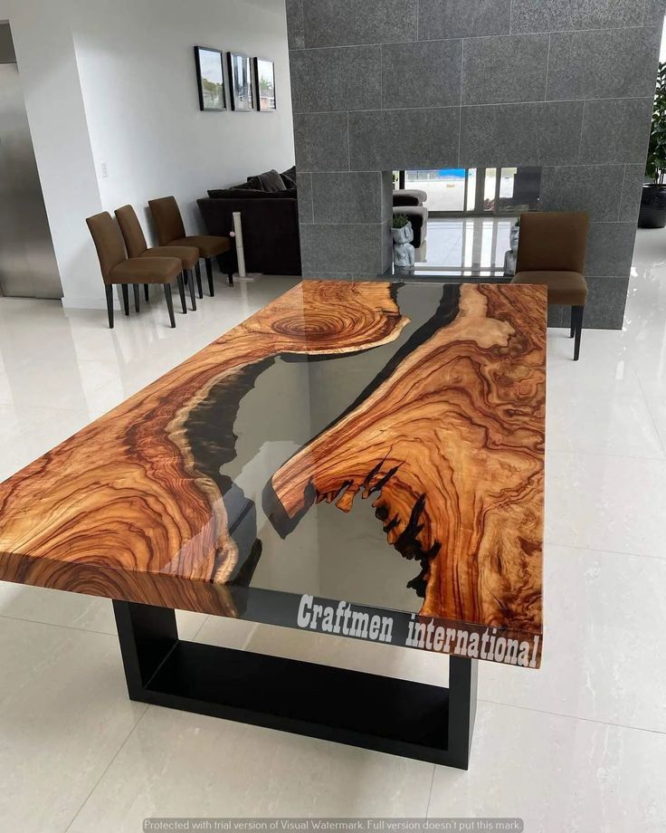 the table is made out of wood and has an interesting pattern on it's surface