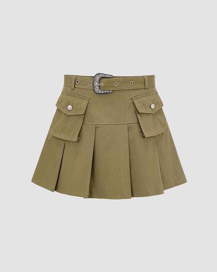 Details: Cargo pleated skirt with belt and pockets designSkirt Length: ShortMaterials:95% Polyester + 5% Spandex Pleated Skirt With Belt, Design Skirt, 90s Hip Hop Fashion, 90s Fashion Grunge, Pockets Design, Skirt With Belt, Skirt Short, Hair Wear, Cute Summer Outfits