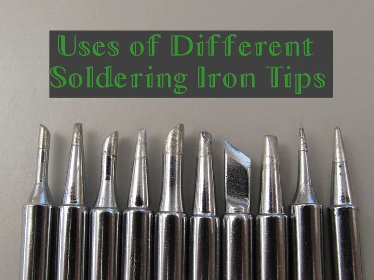 there are many different types of soldering iron tips on the table with text overlay that says uses of different soldering iron tips