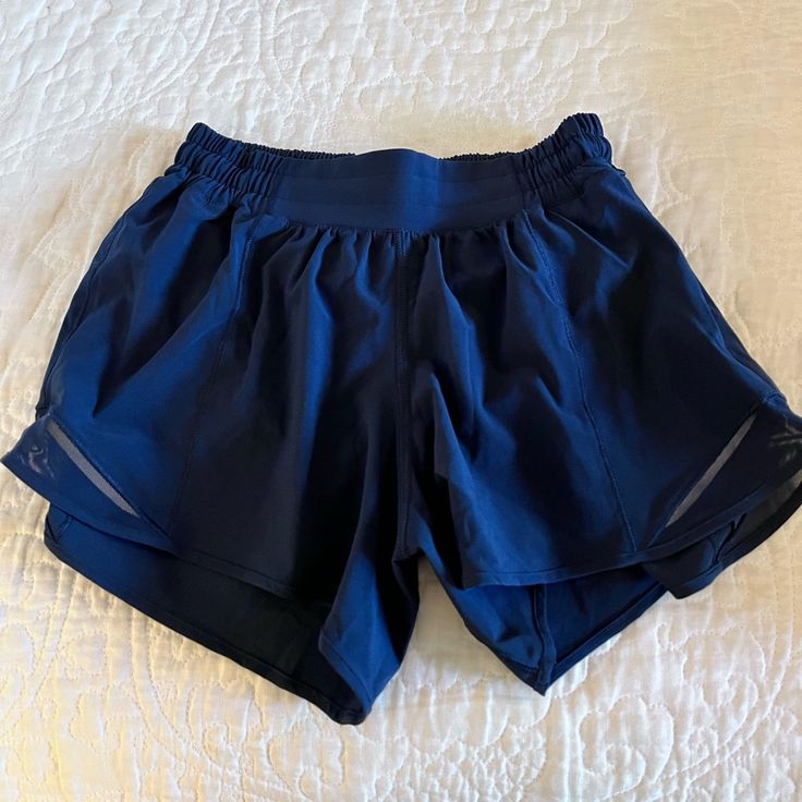 Brand New Without The Tags. Took Off Tags And Can’t Return Them. Navy Lulu Shorts Lulu Shorts, Lululemon Hotty Hot Shorts, Hotty Hot Shorts, Low Rise Shorts, Navy Blue Shorts, Cute Preppy Outfits, Back To School Outfits, Preppy Outfits, Blue Shorts