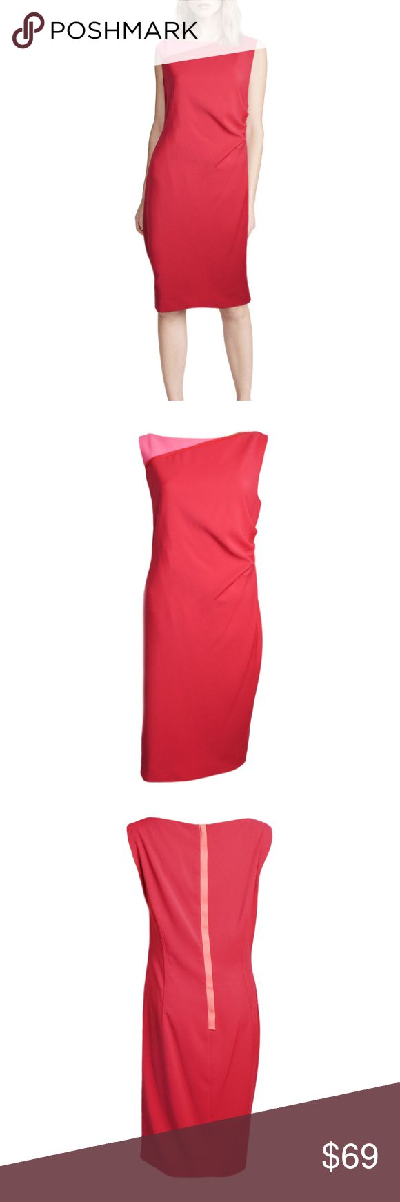 Tahari Dress Hattie Ruched Waist Red Flame Tahari Dress Hattie Ruched Waist Shift Frock Sleeveless Red Flame Size 14 NEW Retail Price $128.00    •	Polyester/Elastane. •	Color: Red/Pink. •	Dry Clean. Tahari Dresses Midi Fitted Red Ruched Sleeveless Dress, Elegant Red Sleeveless Ruched Dress, Red Ruched Sleeveless Dress For Spring, Tahari Dress, Dresses Midi, Two Piece Skirt Set, Midi Dress, Dry Clean, Boutique