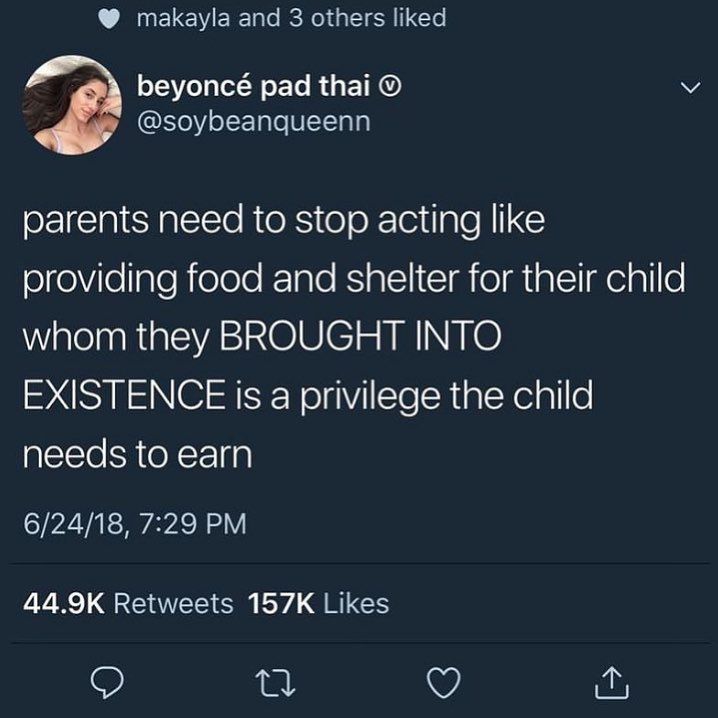 the tweet is being posted to someone on their cell phone, and it looks like they're trying to stop acting like parents