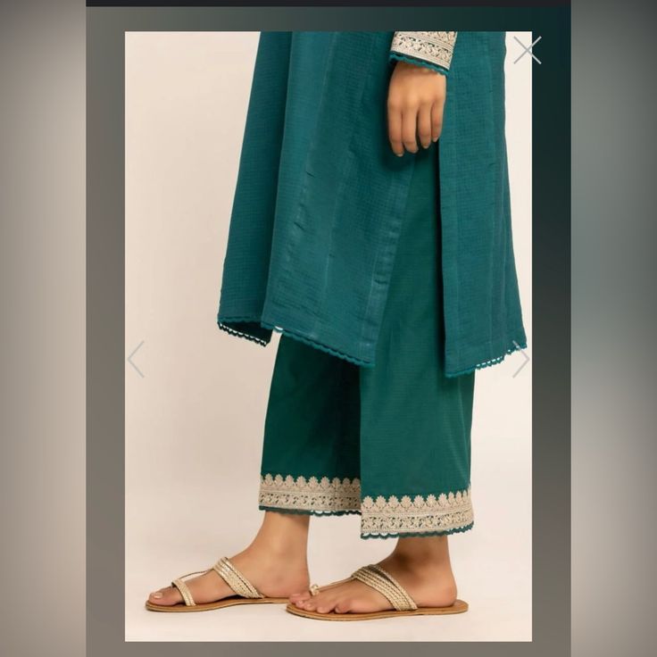 Embroidered Trouser Pants From Khaadi, New With Tags! Cotton Fabric. Has Cute Laces On Poncha Green Cotton Ankle-length Pants, Ankle-length Green Cotton Pants, Traditional Cotton Sets With Wide Leg, Traditional Cotton Wide Leg Sets, Eid Festive Bottoms With Embroidered Border, Festive Embroidered Cotton Pants, Festive Chikankari Embroidered Cotton Bottoms, Festive Cotton Bottoms With Chikankari Embroidery, Eid Cotton Bottoms With Embroidered Border