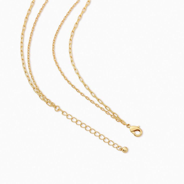 We did the layering for you in our Simple Double Chain. Two layers of classic gold chains and a gold bar with pavé detail are all you need for any look. Gold Layered Chain Link Necklace, Chic Gold Plated Double Chain Layered Necklace, Chic Gold-plated Double Chain Layered Necklace, Chic Gold-plated Layered Necklace With Double Chain, Gold-tone Double Chain Necklace, Gold Link Chain Layered Necklace, Gold-tone Layered Chain Necklace Gold Plated, Gold-plated Layered Chain Necklace, Gold-tone Layered Necklace With Chain Detail