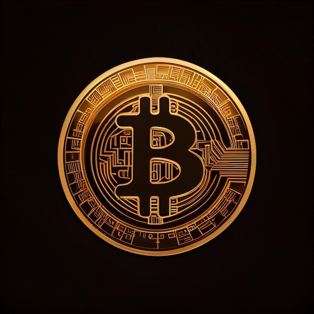 a golden bitcoin on a black background