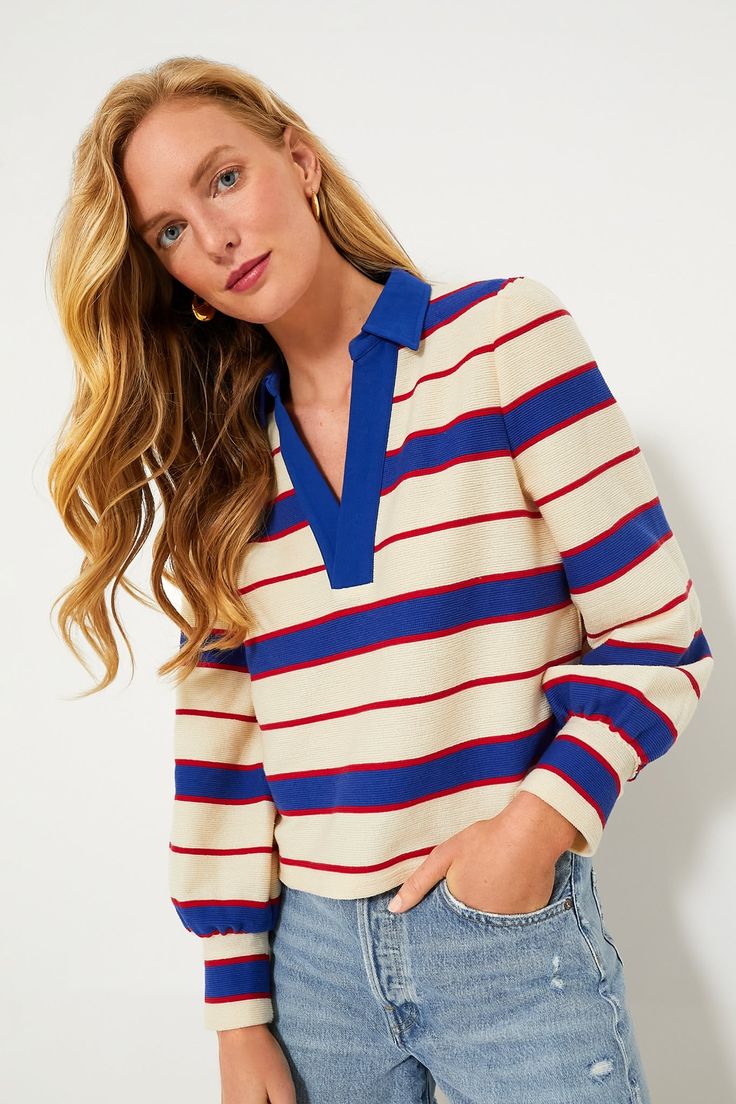 Navy Stripe Bradley Knit Polo Popover | Pomander Place Springtime Activities, Teacher Wardrobe, Casual Maxi Dress, Cocktail Attire, Knit Polo, Contrast Collar, Maxi Dresses Casual, Weekend Wear, Rugby Shirt