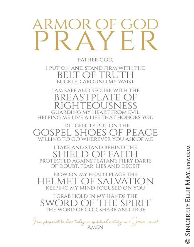 the armor of god prayer card