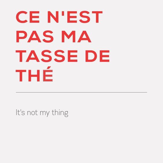 a red and white poster with the words cen'est pas ma tasse de the