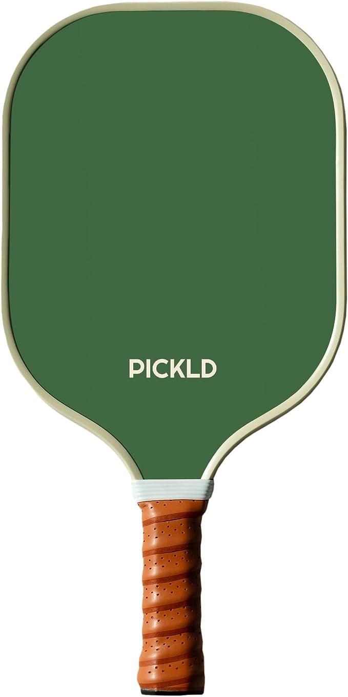 a green pickle paddle with the word pickld on it's back end