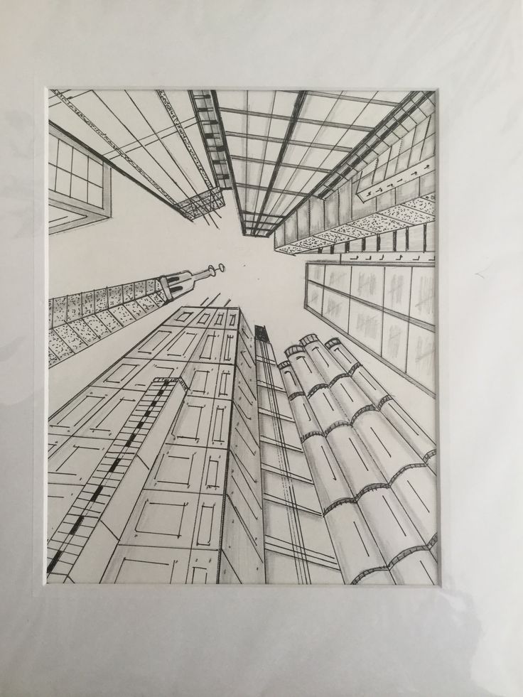 this is a drawing of some buildings in the city that looks like they are going up or down