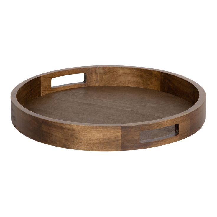 an oval wooden tray with handles