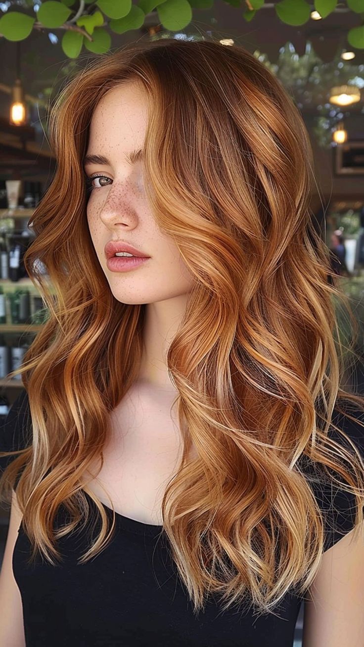 25 Strawberry Blonde Hair Ideas to Make You Shine in 2024 Celebs With Strawberry Blonde Hair, Hair Colors For Strawberry Blondes, Long Red Hair With Highlights, Hair Inspiration Strawberry Blonde, What Color Hair For Brown Eyes, Red Hair With Blonde And Brown Highlights, Strawberry Blonde Hair For Cool Skin Tones, Subtle Red And Blonde Highlights In Brown Hair, Light Brown To Red Ombre