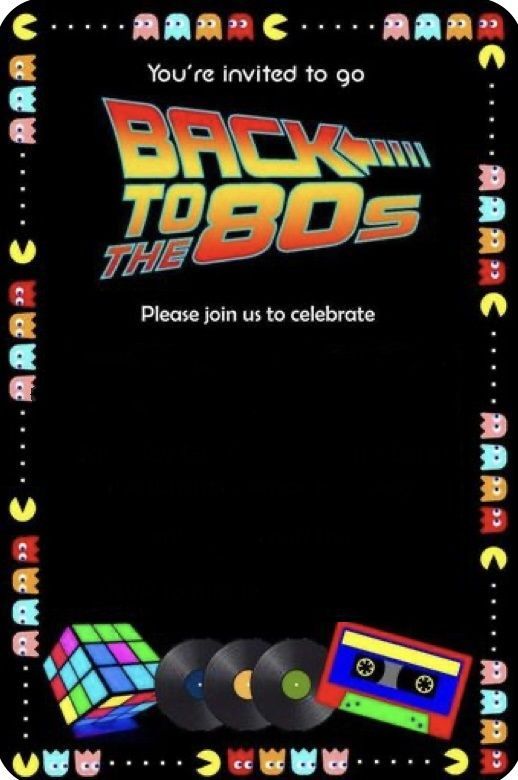 back to the 80's party flyer