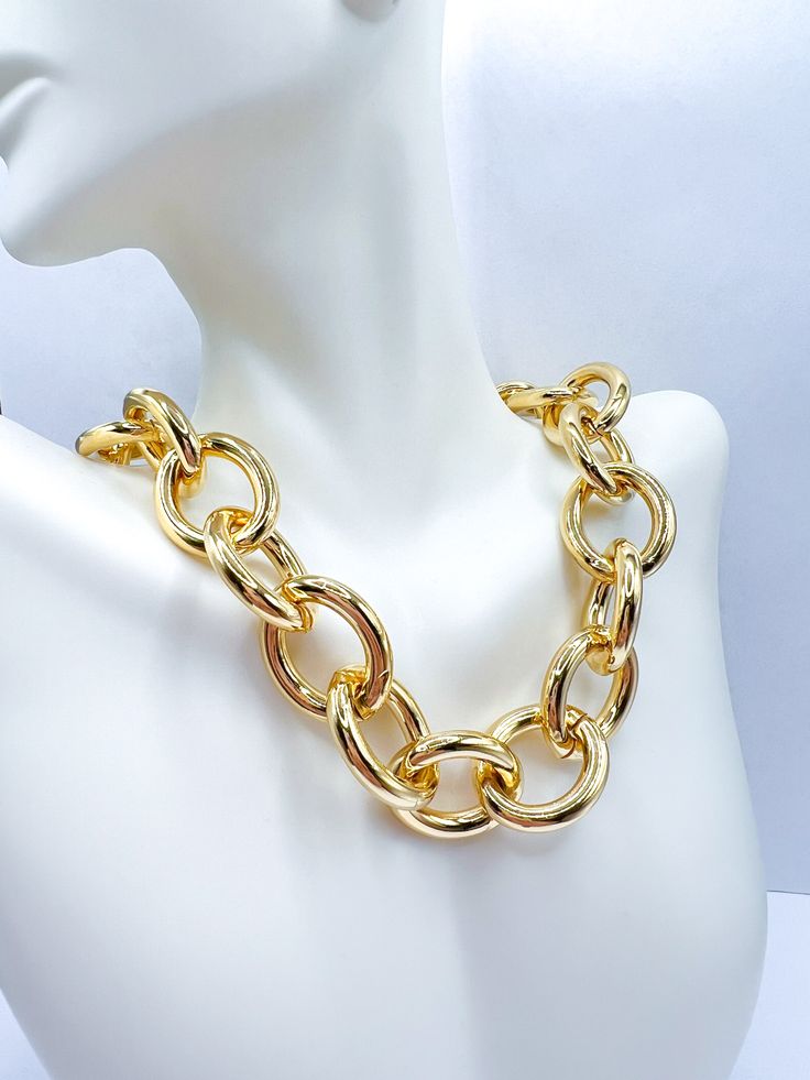 Chunky chain link necklace Chunky Metal Chain Link Necklace, Trendy Chunky Link Chain Necklace, Chunky Link Chain Necklace For Party, Stylish Chain Link Necklace With Adjustable Chain, Trendy Chunky Chain Link Necklace, Trendy Chunky Chain Link Jewelry, Chic Toggle Chain Link Necklace, Bold Chunky Chain Necklace For Party, Chunky Chain Link Metal Necklace