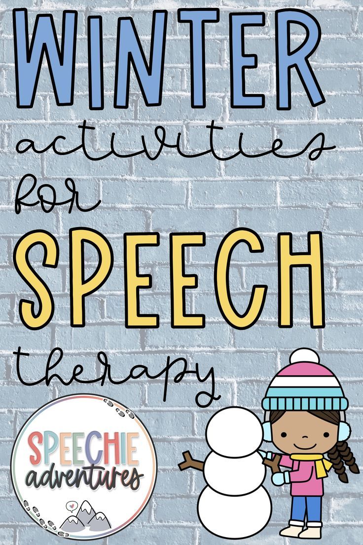 the winter activities for speech therapy is shown in front of a brick wall with snowman and