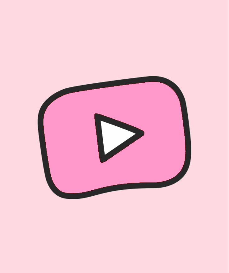 a pink square with a white triangle on it's center and the word youtube written in black