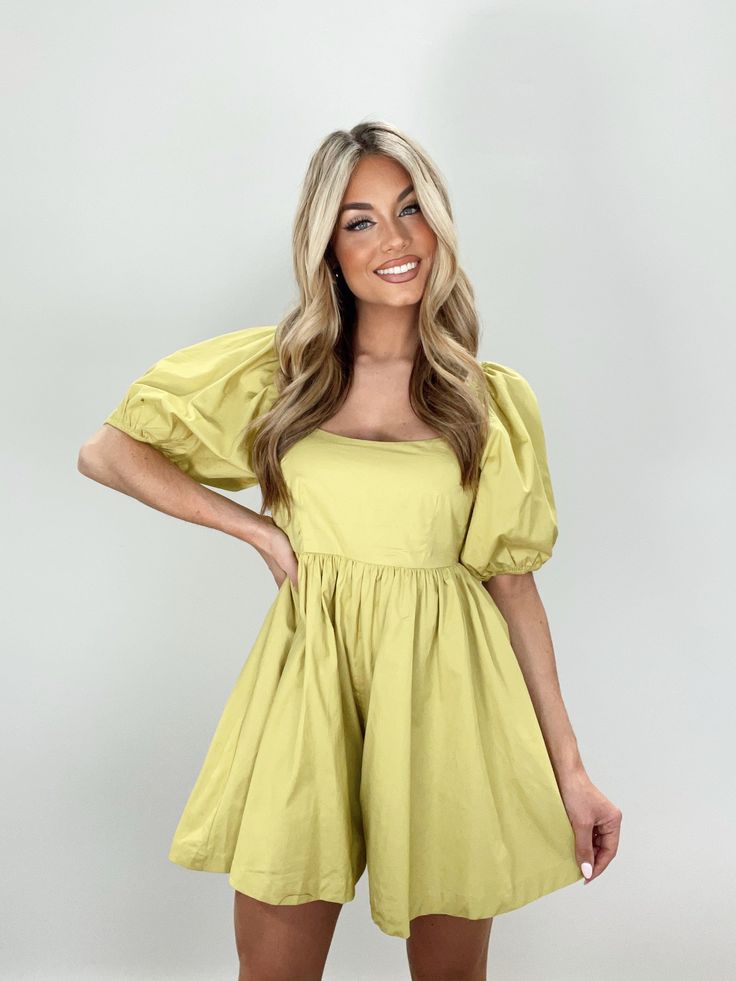 Lime Babydoll Romper MABLE Babydoll Romper, Trendy Boutique Clothing, Lane 201, Trendy Boutique, Fashion Marketing, Summer Outfit Inspiration, Spring Summer Outfits, New Trends, Dresses Xs