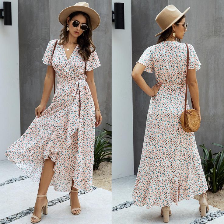 Brand Name:NoneOrigin:CN(Origin)Season:SummerNeckline:V-NeckSleeve Style:RegularDecoration:SashesStyle:BohemianDresses Length:Ankle-LengthMaterial:PolyesterSilhouette:A-LINEAge:Ages 18-35 Years OldSleeve Length(cm):ShortGender:WOMENWaistline:empirePattern Type:DOT Beach Sundress, Ruffle Design, Lace Wrap, Summer Maxi, Long Summer Dresses, Ruffle Shorts, Online Dress Shopping, Neck Ruffle, Bohemian Dress