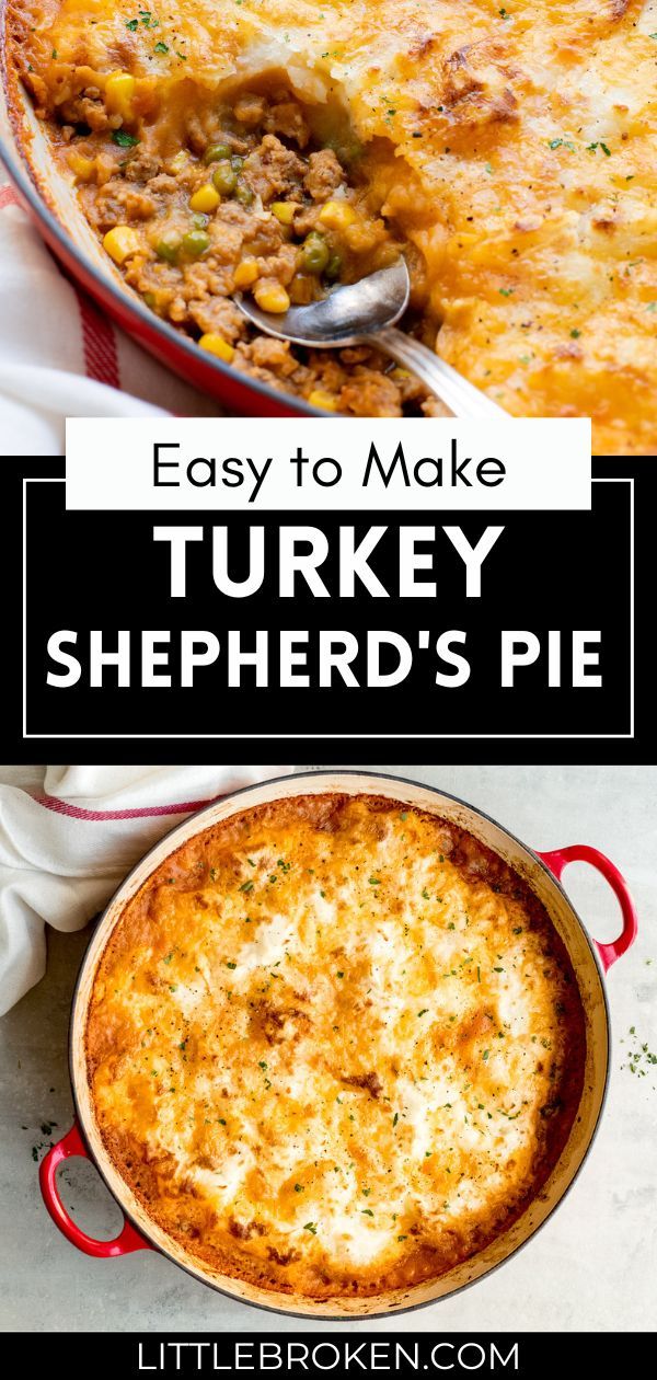 easy to make turkey shepherd's pie recipe with text overlay