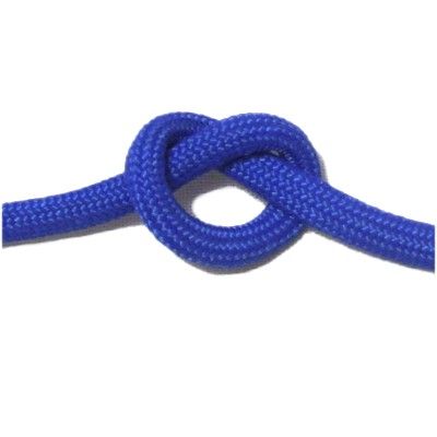 a blue rope with a knot on it