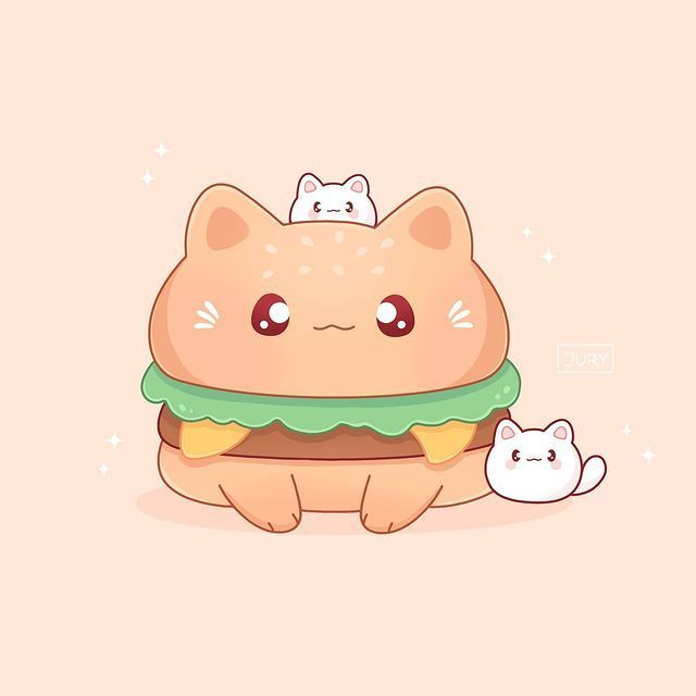 an animal with a hamburger on it's back and a cat sitting next to it