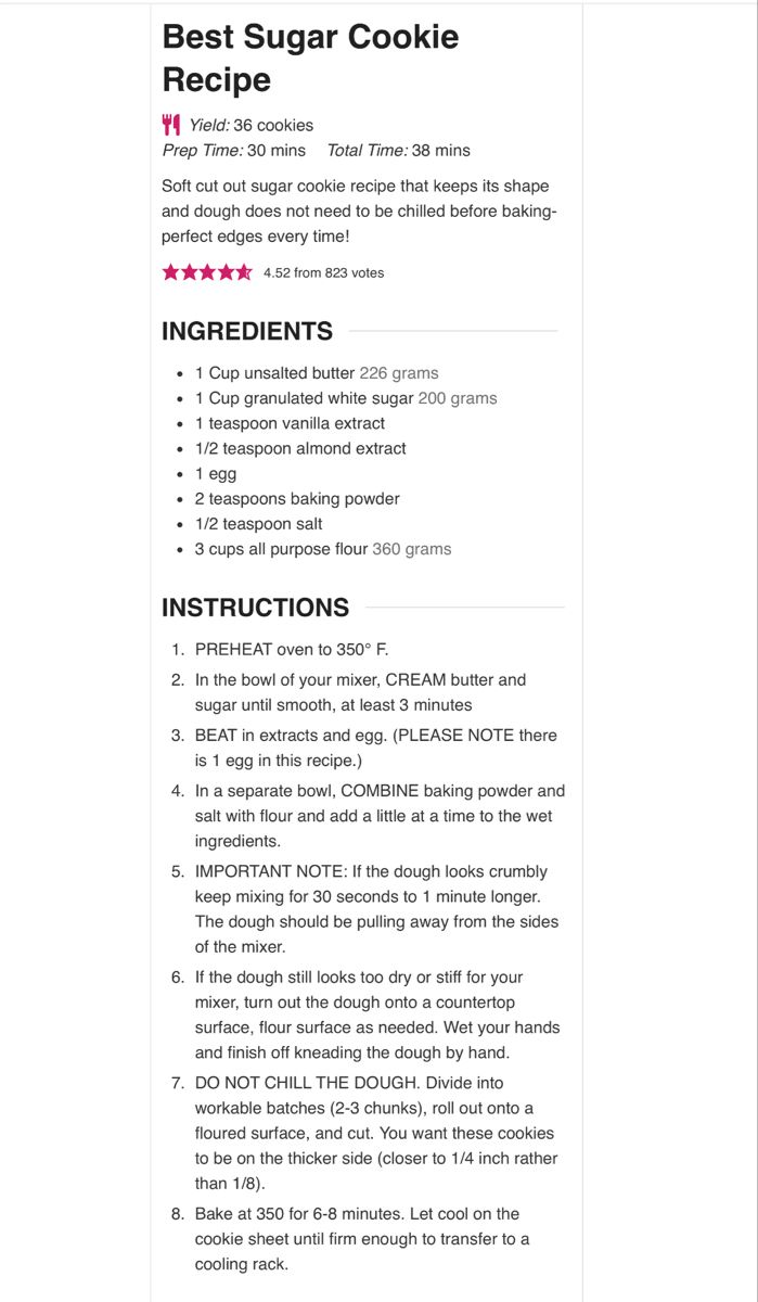 the recipe for best sugar cookie is shown in red and black, with instructions to make it