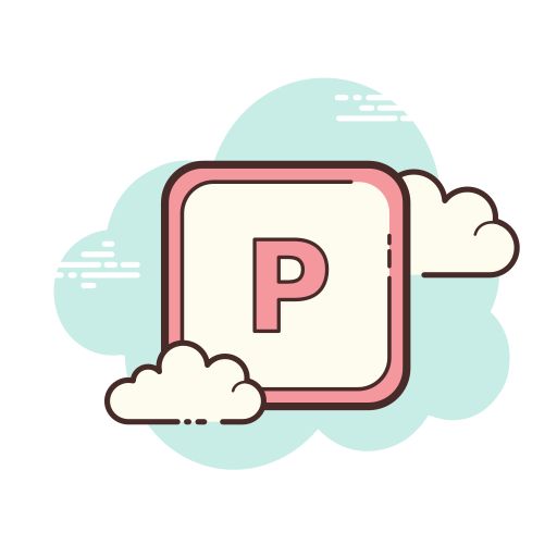 the letter p is placed on top of a cloud