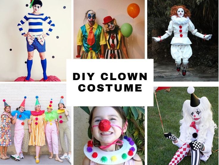 there are pictures of clowns in different costumes and words that say diy clown costume