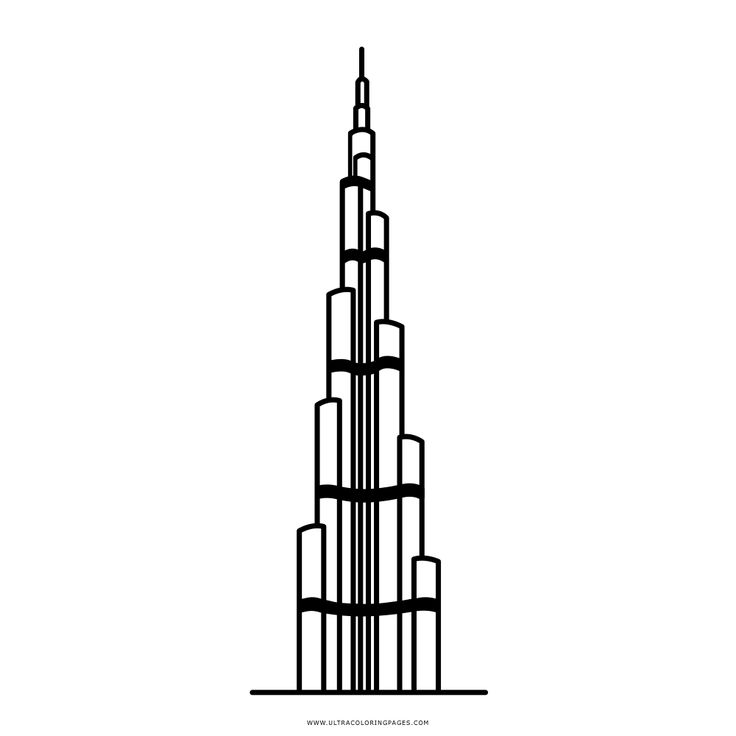 a black and white drawing of the burj tower