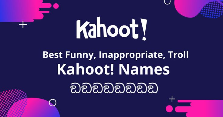 the words kahoot are in purple and pink colors