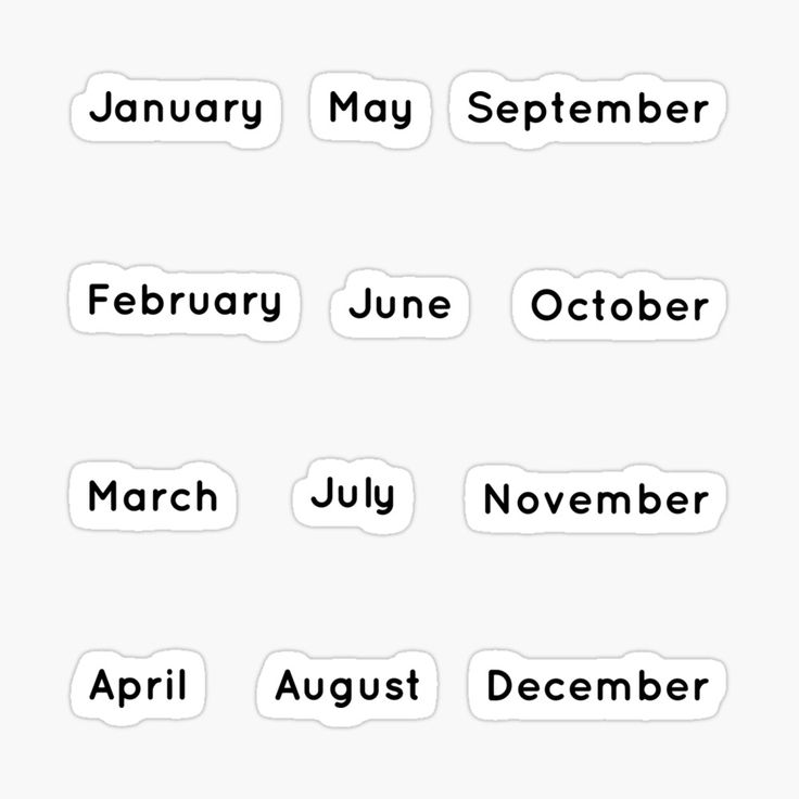 months of the year stickers on a white background with space for your own text