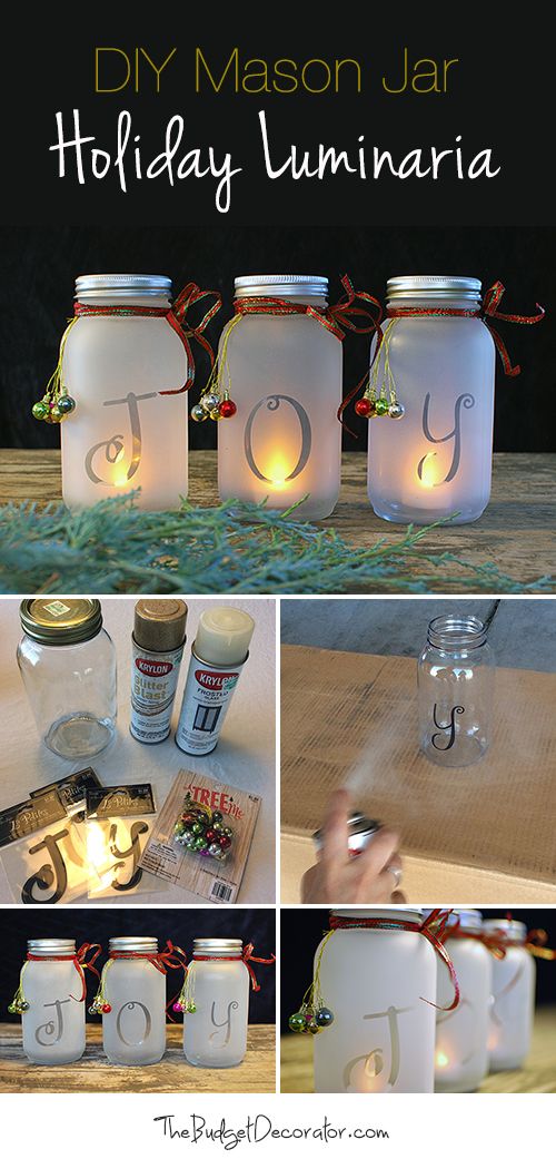 some jars with lights in them are being used to make christmas mason jar decorations for the holidays