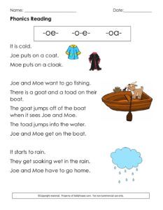 worksheet for reading the phonical words in order to learn how to read