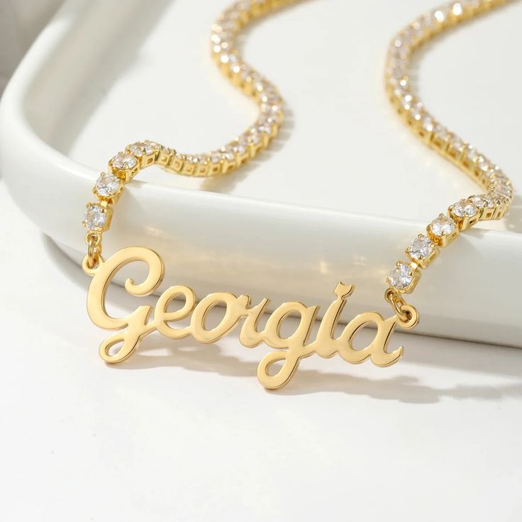 New Arrivals Tennis Chain, Nameplate Necklace, Iconic Fashion, Bold Style, Tennis Necklace, Chains Necklaces, Bespoke Jewellery, Custom Jewelry Design, Stunning Necklace