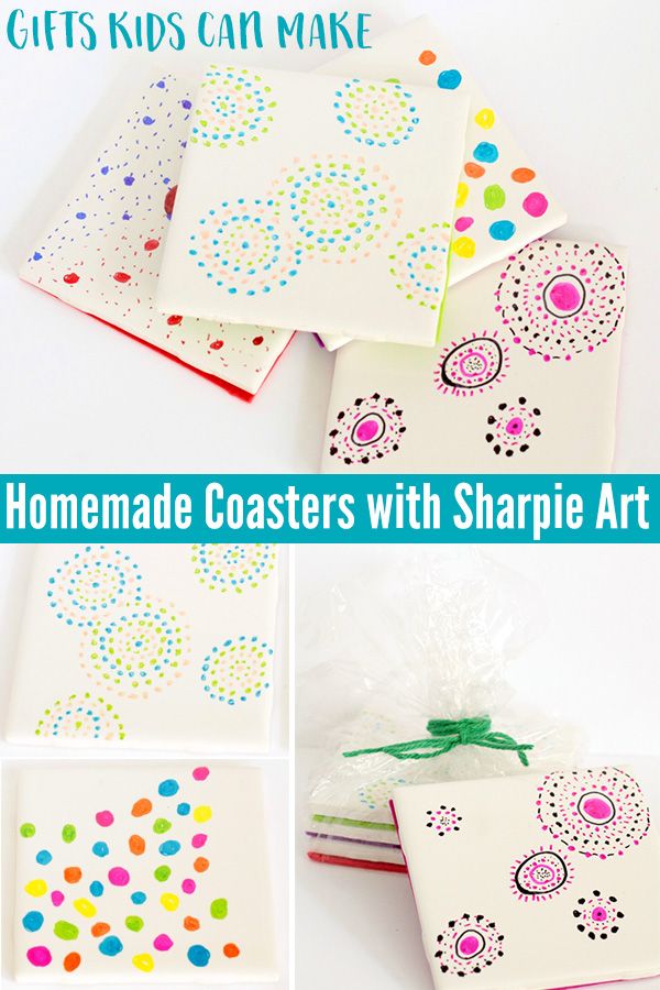 homemade coasters with sharpie art for kids can make them look like they have dots on them